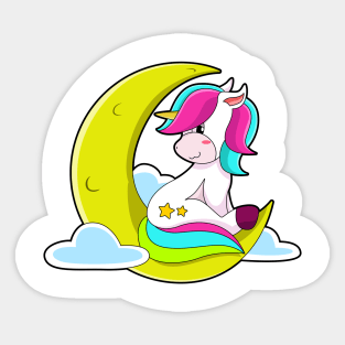 Unicorn with Clouds & Moon Sticker